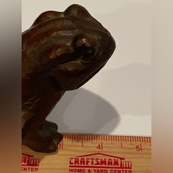 Hand Crafted Wooden Frog Sculpture Vintage Resin Red Mill MFG Made in USA 3” - Picture 7 of 7
